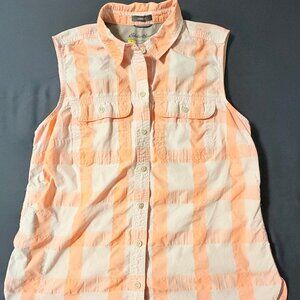 Eddie Bauer Women's Sleeveless Travex Plaid Button-Down Shirt